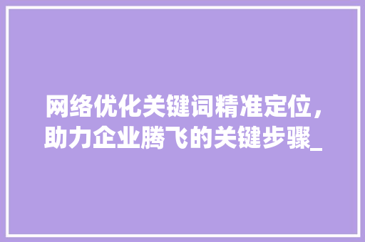 网络优化关键词精准定位，助力企业腾飞的关键步骤_网络优化关键词什么词好