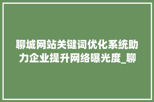 聊城网站关键词优化系统助力企业提升网络曝光度_聊城网站关键词优化系统