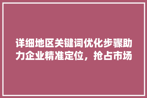 详细地区关键词优化步骤助力企业精准定位，抢占市场先机_地区关键词优化方法