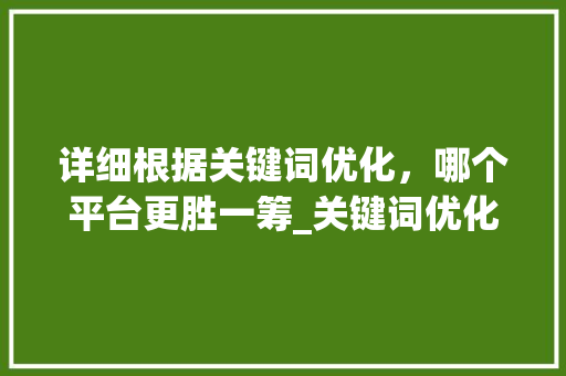 详细根据关键词优化，哪个平台更胜一筹_关键词优化哪个平台好用