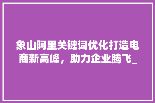 象山阿里关键词优化打造电商新高峰，助力企业腾飞_象山阿里关键词优化