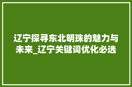 辽宁探寻东北明珠的魅力与未来_辽宁关键词优化必选
