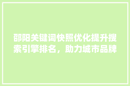 邵阳关键词快照优化提升搜索引擎排名，助力城市品牌发展_邵阳关键词快照优化
