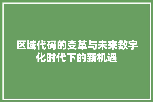 区域代码的变革与未来数字化时代下的新机遇