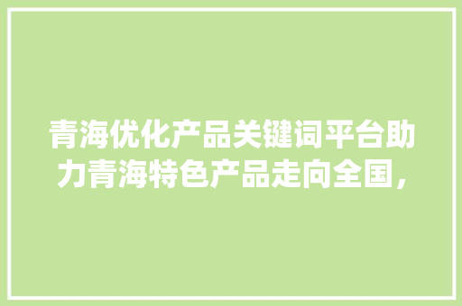 青海优化产品关键词平台助力青海特色产品走向全国，开启乡村振兴新篇章_青海优化产品关键词平台