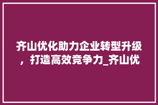 齐山优化助力企业转型升级，打造高效竞争力_齐山优化关键词