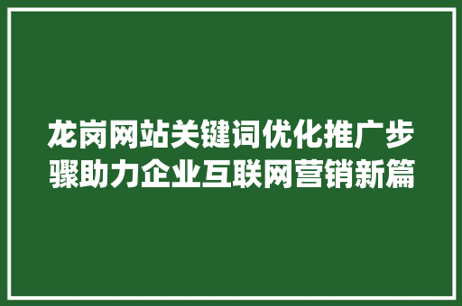 龙岗网站关键词优化推广步骤助力企业互联网营销新篇章_龙岗网站关键词优化推广  第1张