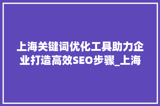 上海关键词优化工具助力企业打造高效SEO步骤_上海关键词优化工具