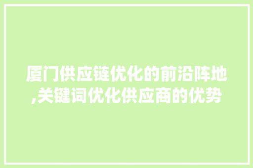厦门供应链优化的前沿阵地,关键词优化供应商的优势_厦门关键词优化供应商