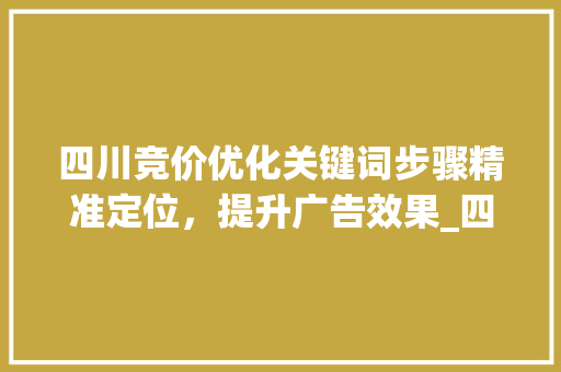 四川竞价优化关键词步骤精准定位，提升广告效果_四川竞价优化关键词