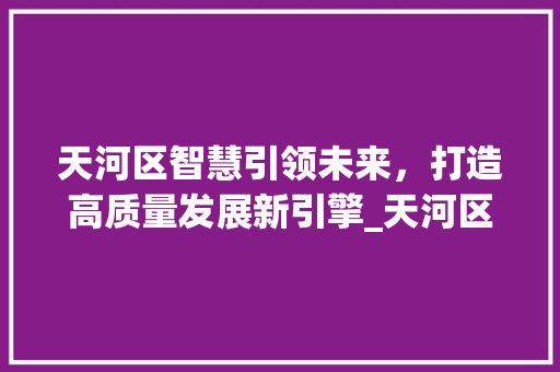 天河区智慧引领未来，打造高质量发展新引擎_天河区关键词优化排名