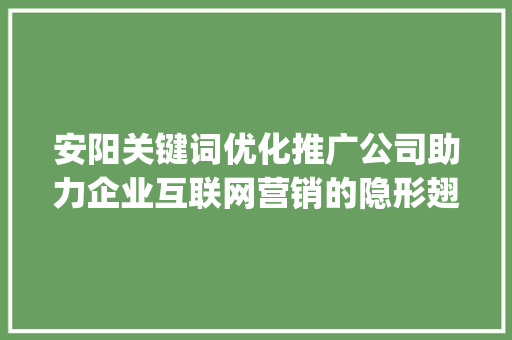 安阳关键词优化推广公司助力企业互联网营销的隐形翅膀_安阳关键词优化推广公司