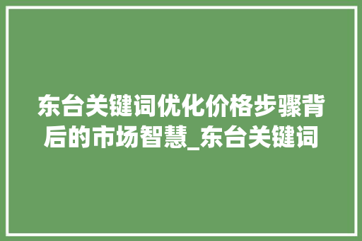 东台关键词优化价格步骤背后的市场智慧_东台关键词优化价格