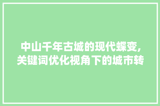 中山千年古城的现代蝶变,关键词优化视角下的城市转型之路_中山关键词优化方式