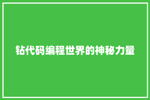 钻代码编程世界的神秘力量