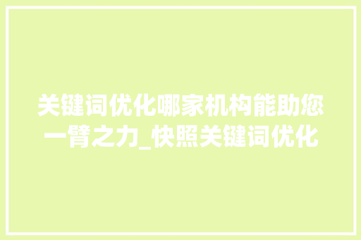 关键词优化哪家机构能助您一臂之力_快照关键词优化哪家好