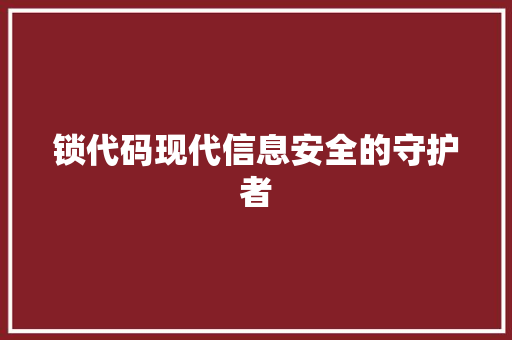 锁代码现代信息安全的守护者