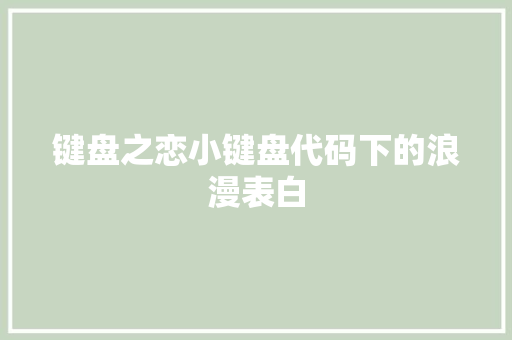 键盘之恋小键盘代码下的浪漫表白