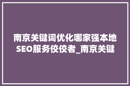 南京关键词优化哪家强本地SEO服务佼佼者_南京关键词优化哪家好