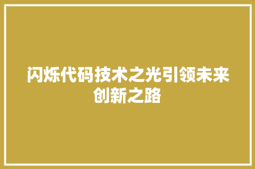 闪烁代码技术之光引领未来创新之路