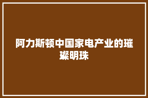阿力斯顿中国家电产业的璀璨明珠