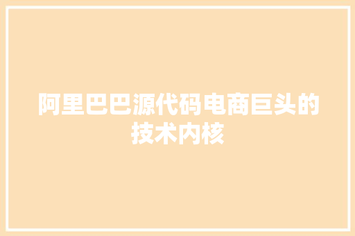 阿里巴巴源代码电商巨头的技术内核