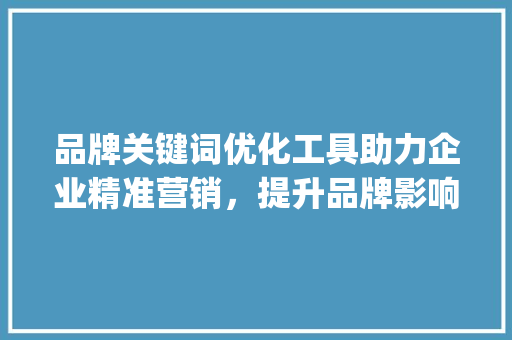 品牌关键词优化工具助力企业精准营销，提升品牌影响力_品牌关键词优化推荐工具