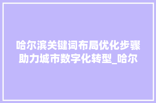 哈尔滨关键词布局优化步骤助力城市数字化转型_哈尔滨优化关键词布局