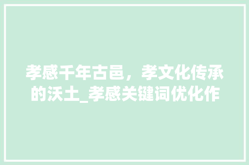 孝感千年古邑，孝文化传承的沃土_孝感关键词优化作用