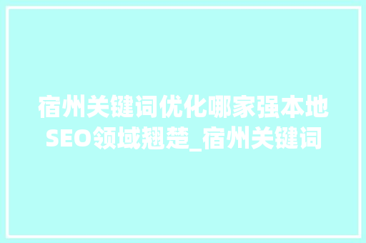 宿州关键词优化哪家强本地SEO领域翘楚_宿州关键词优化哪家强