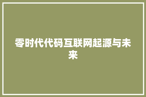 零时代代码互联网起源与未来