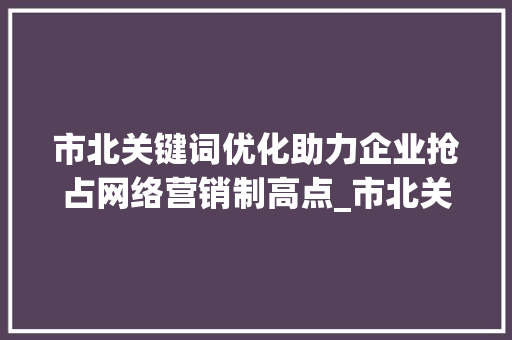 市北关键词优化助力企业抢占网络营销制高点_市北关键词优化公司
