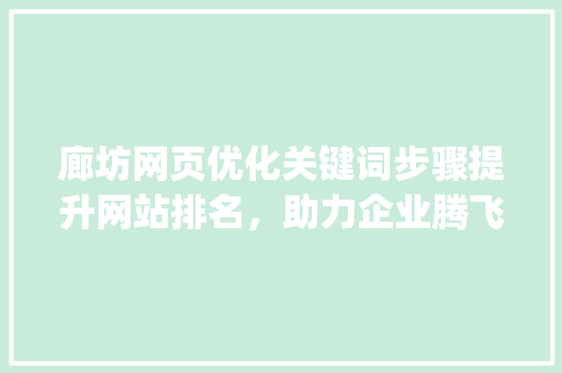廊坊网页优化关键词步骤提升网站排名，助力企业腾飞_廊坊网页优化关键词