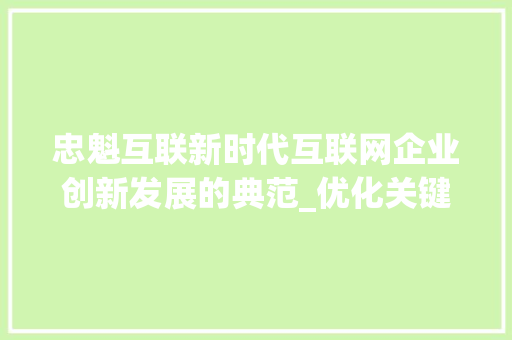 忠魁互联新时代互联网企业创新发展的典范_优化关键词忠魁互联