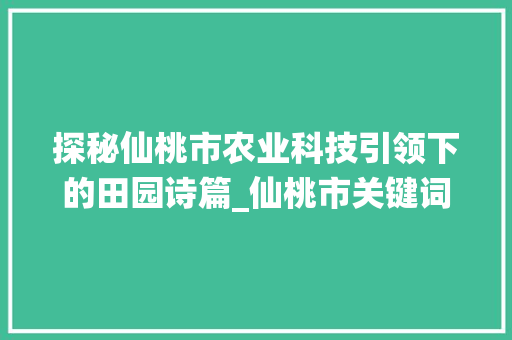 探秘仙桃市农业科技引领下的田园诗篇_仙桃市关键词优化