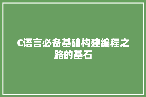 C语言必备基础构建编程之路的基石  第1张