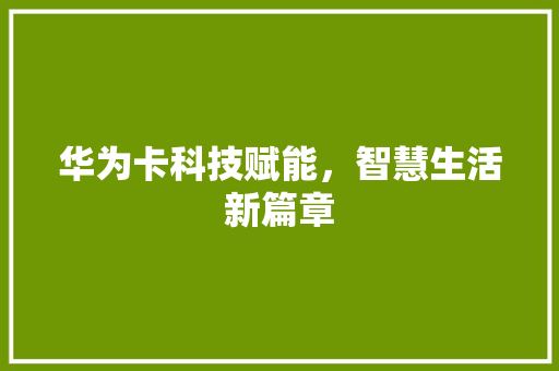 华为卡科技赋能，智慧生活新篇章