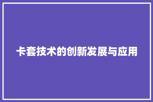 卡套技术的创新发展与应用