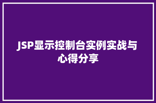 JSP显示控制台实例实战与心得分享