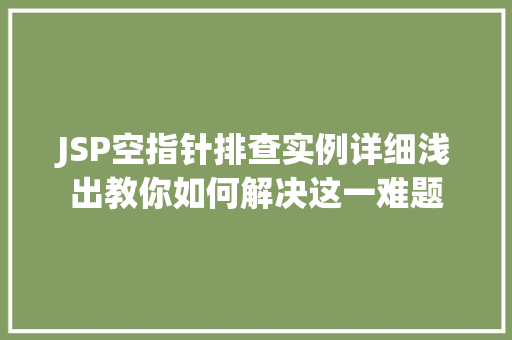 JSP空指针排查实例详细浅出教你如何解决这一难题