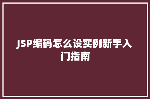 JSP编码怎么设实例新手入门指南
