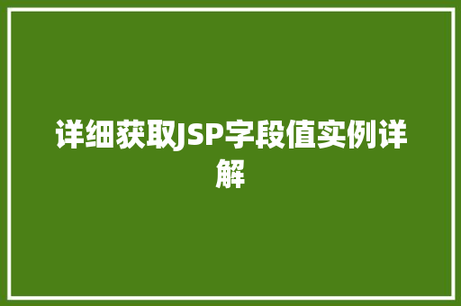 详细获取JSP字段值实例详解