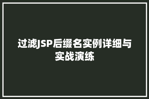 过滤JSP后缀名实例详细与实战演练