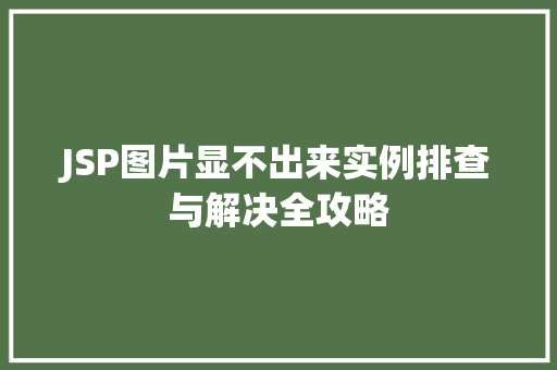 JSP图片显不出来实例排查与解决全攻略