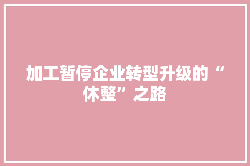 加工暂停企业转型升级的“休整”之路