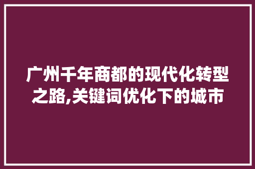 广州千年商都的现代化转型之路,关键词优化下的城市形象塑造_广州关键词优化如何做