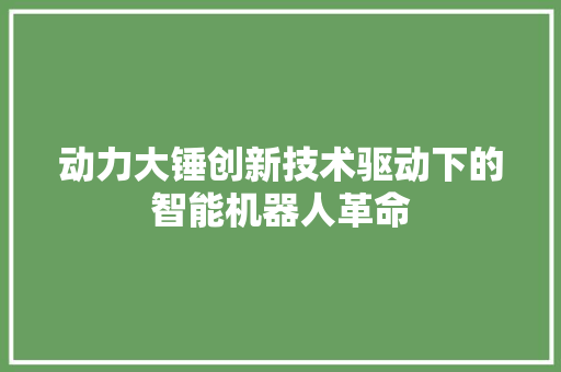 动力大锤创新技术驱动下的智能机器人革命