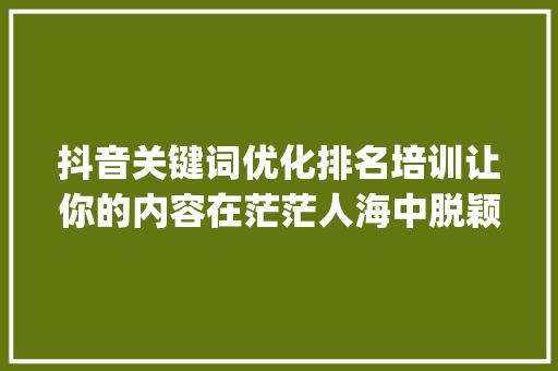 抖音关键词优化排名培训让你的内容在茫茫人海中脱颖而出_抖音关键词优化排名培训  第1张
