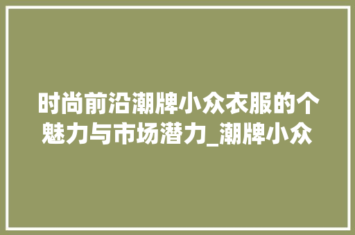 时尚前沿潮牌小众衣服的个魅力与市场潜力_潮牌小众衣服关键词优化
