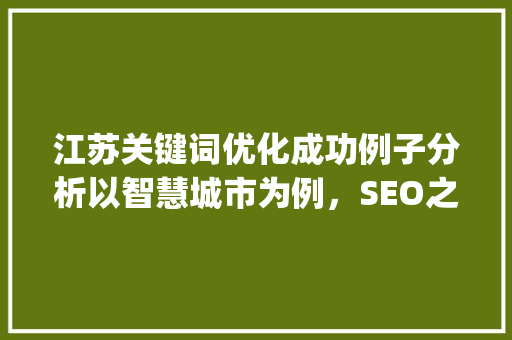 江苏关键词优化成功例子分析以智慧城市为例，SEO之路_江苏关键词优化成功例子